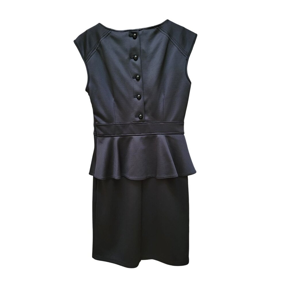 Black Spense Peplum Sleeveless Dress Size 8 90% Polyester 10% Spandex Elegant Kn - Picture 2 of 5